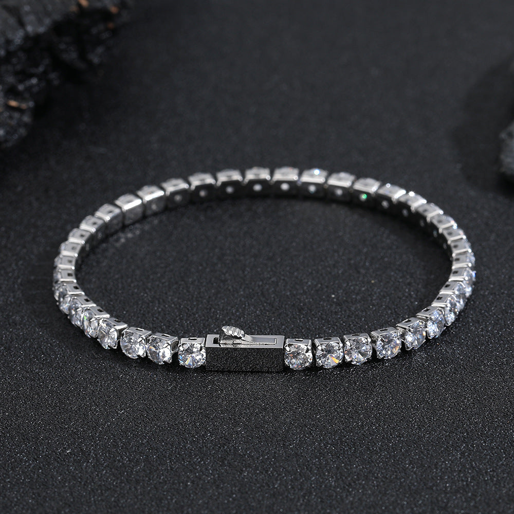 Spring-clasp Zircon Stainless Steel Mens Bracelet