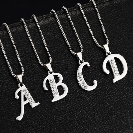 26 Diamond-Encrusted English Alphabet Necklaces