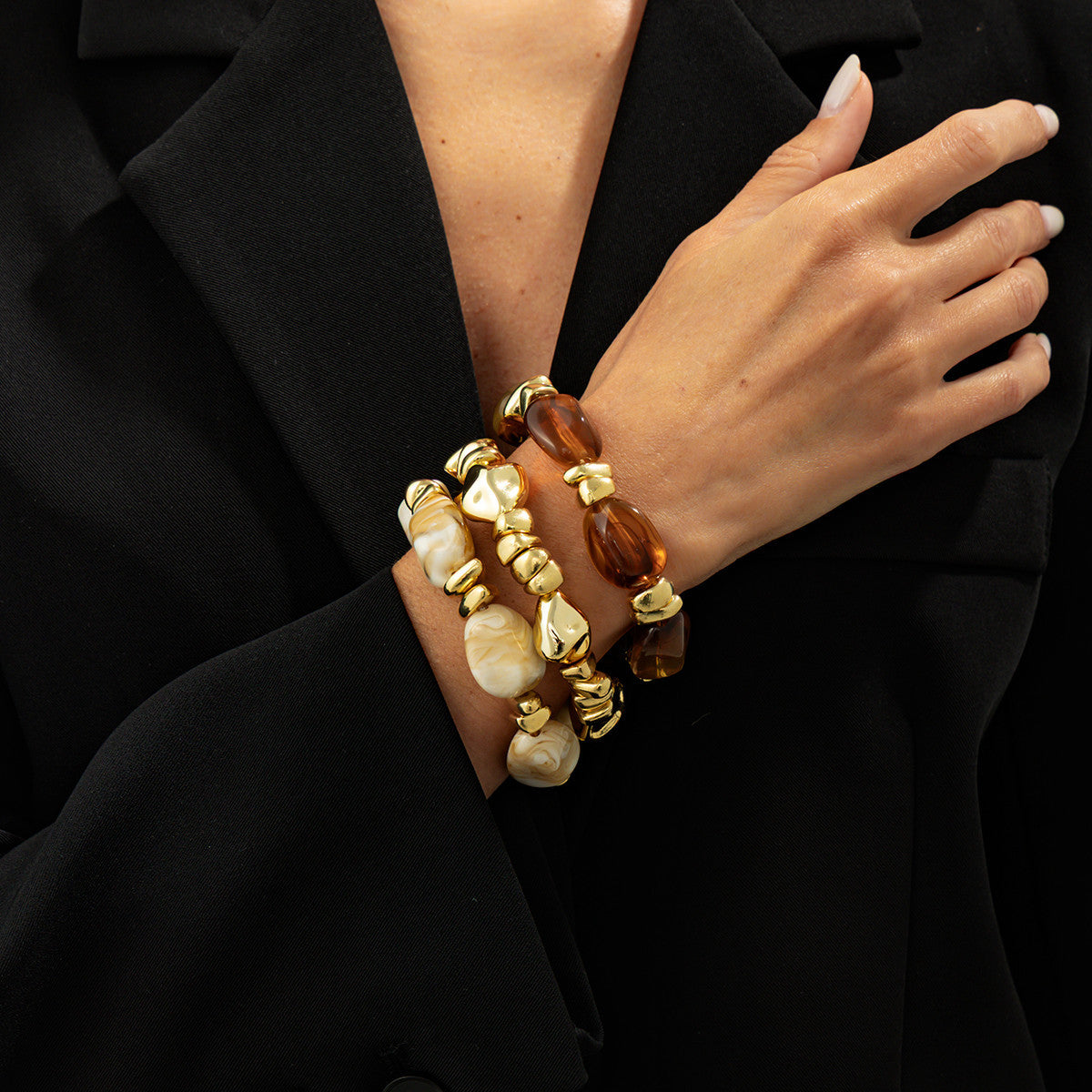 Irregular Resin Elastic Bracelet For Women