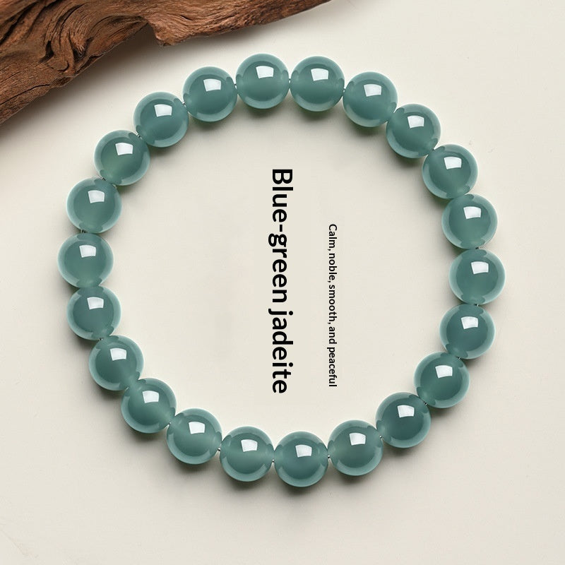 High-ice Guatemalan A-grade Blue-water Jade Bead Necklace