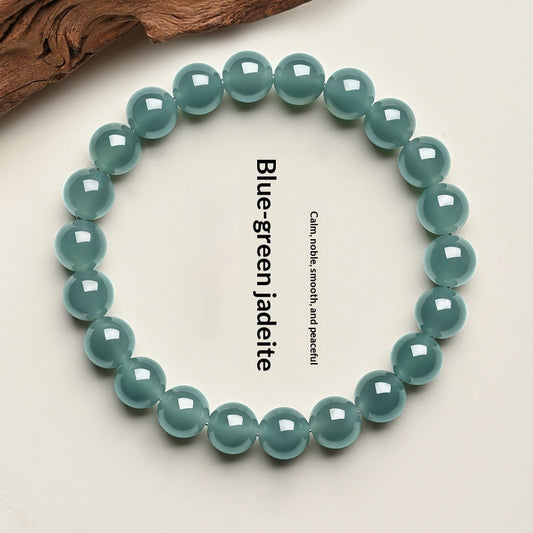 High-ice Guatemalan A-grade Blue-water Jade Bead Necklace