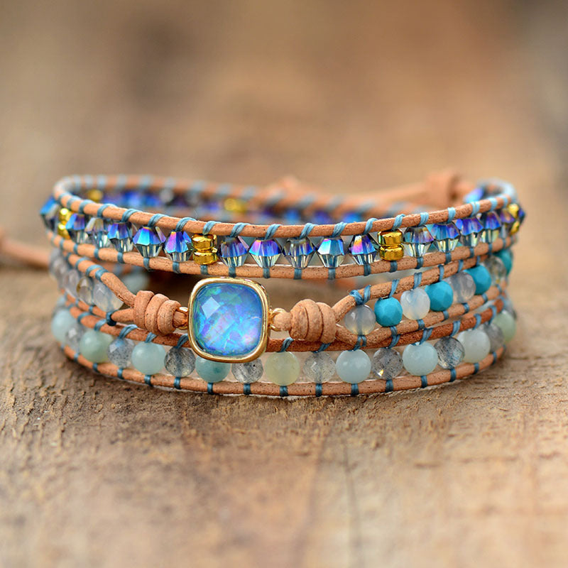 Double-sided Accessory Multi-colored Agate Bead Braided Multi-layer Bracelet