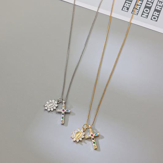 Womens New High-End Necklace With Colored Gemstone Inlays