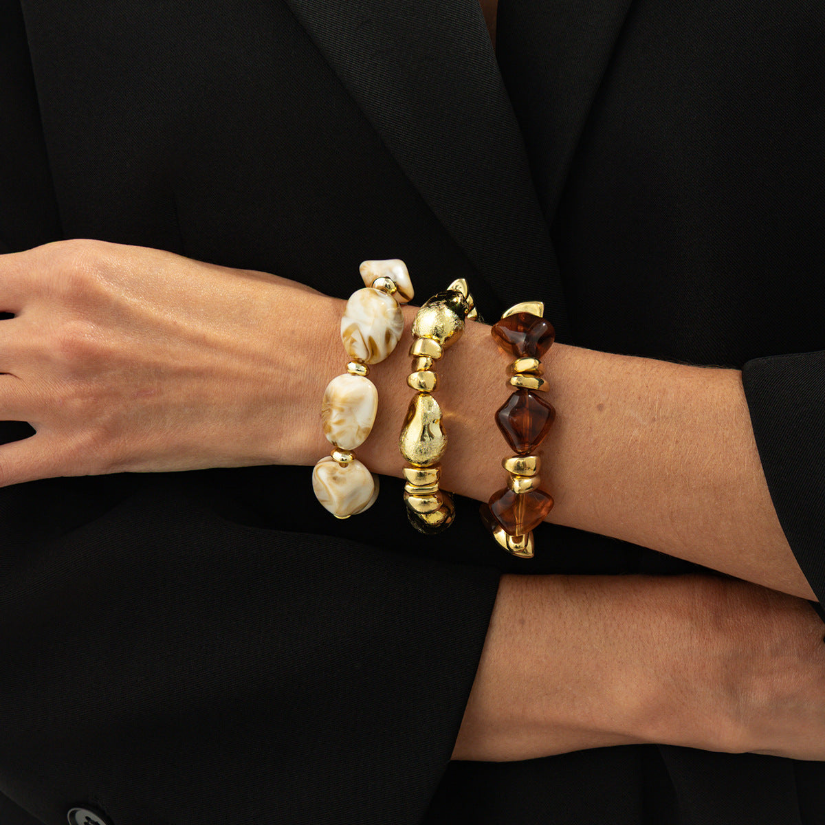 Irregular Resin Elastic Bracelet For Women