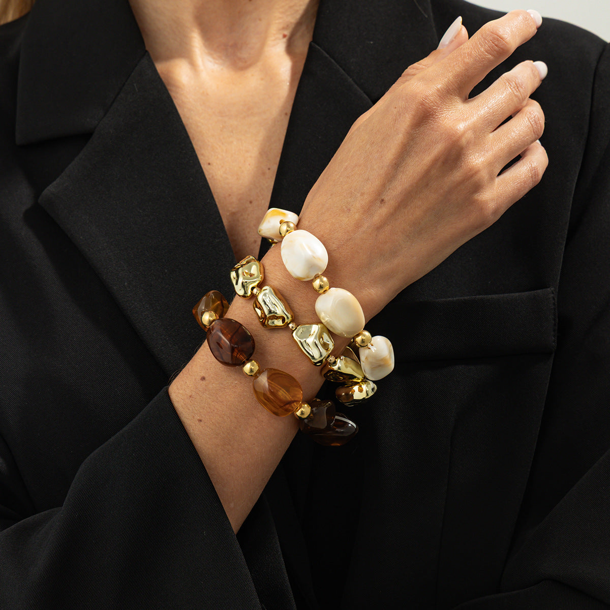 Irregular Resin Elastic Bracelet For Women