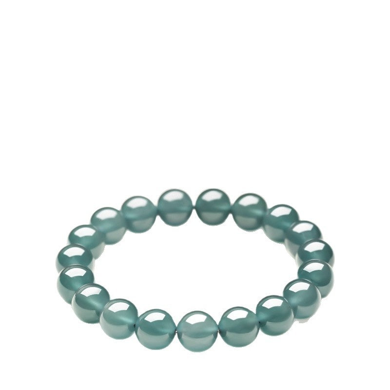High-ice Guatemalan A-grade Blue-water Jade Bead Necklace
