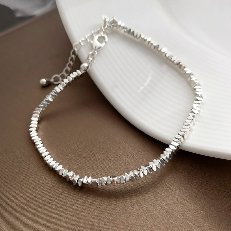 Minimalist Asymmetric Chain Bracelet Adorned With Scattered Beads And Pearlstrendy Yet Niche