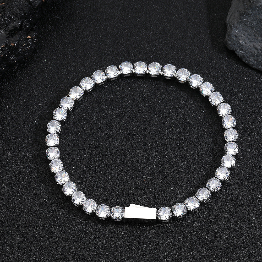 Spring-clasp Zircon Stainless Steel Mens Bracelet