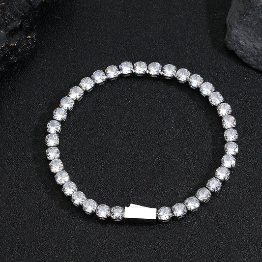 Spring-clasp Zircon Stainless Steel Mens Bracelet